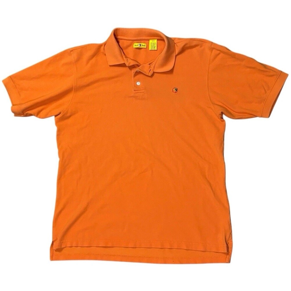 Duck Head Polo Shirt Mens Medium Orange Pique Short Sleeve Embroidered Logo